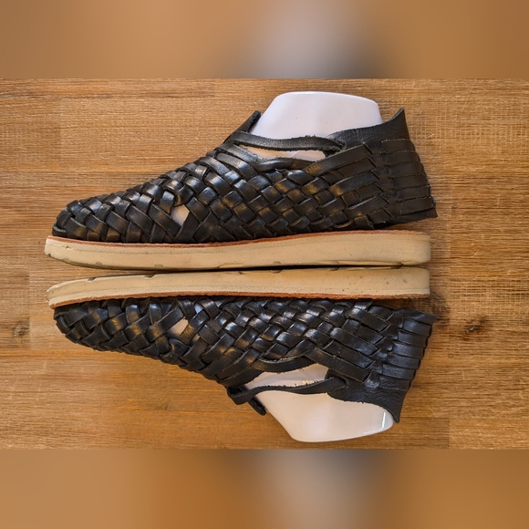 Brand X Huaraches® Handwoven Leather Black Sandal Flat Size 8.5 - Picture 7 of 11